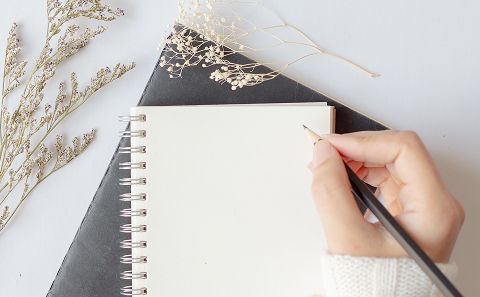 ノートを取っているところ